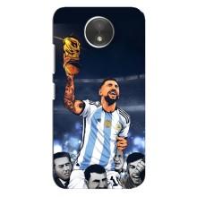 Чехлы для Motorola Moto C (XT1750) (Leo чемпион) (AlphaPrint) (Месси с кубком)