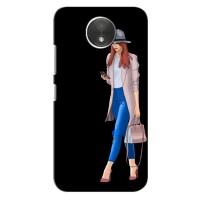 Чехол с картинкой Модные Девчонки Motorola Moto C (XT1750) (Девушка со смартфоном)