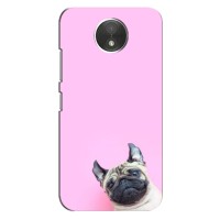 Бампер для Motorola Moto C (XT1750) с картинкой "Песики" (Собака на розовом)