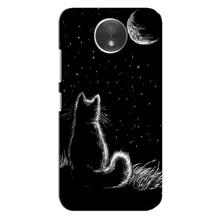 Чехол с принтом для Motorola Moto C (XT1750) (AlphaPrint) Модные коты (Котик и луна)