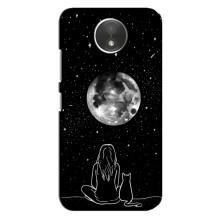 Чехол с рисунком кот на Motorola Moto C (XT1750) (Девушка с котом)