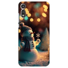 Чехлы на Новый Год Motorola MOTO E 2020 – Снеговик праздничный