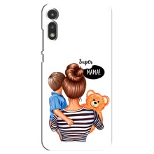 Чехол с печатью для Motorola MOTO E 2020 - (Мама с ребенком) (AlphaPrint) (Мама с сыном)