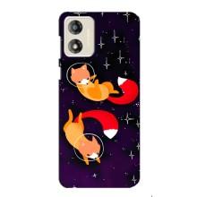 Чехлы с картинкой Лисички для Motorola MOTO E13 (VPrint) (Лисички космонавты)