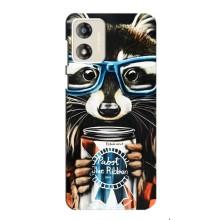 Чехол с принтом для Мото Е13 - (Прикольные) (AlphaPrint) (Енот с банкой)