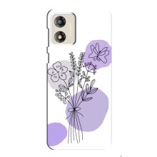 Силиконовый чехол с принтом в цветах на Motorola MOTO E13 – Фиолетовый букет