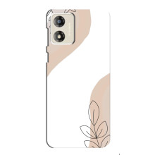 Силиконовый чехол с принтом в цветах на Motorola MOTO E13 – Нюдовый дизайн