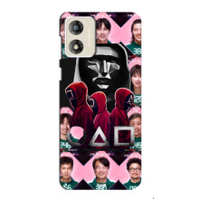 Чехол Гра в кальмара для Motorola MOTO E13 – Персонажи игры кальмара