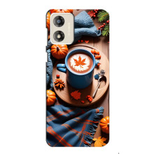 Чехол с уникальным дизайном «Осень с кофе» для Motorola MOTO E13 – Кофе и тыквы