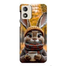 Друкований чохол 'Звірята з кавою' для Motorola MOTO E13 – Зайчик з кавою