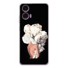 Чехлы (ART) Цветы на Motorola Moto E14 (VPrint) (Білі квіти)