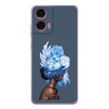 Чехлы (ART) Цветы на Motorola Moto E14 (VPrint) (Квіти на голові)