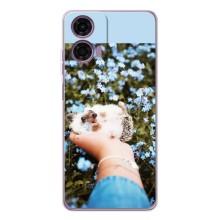 Чохли з зображенням різних тварин на Motorola Moto E14 (Їжачок в руці)