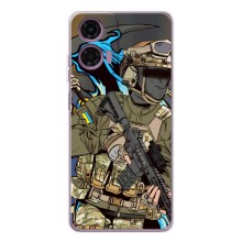 Чехлы с картинкой ЗСУ для Motorola Moto E14 (AlphaPrint) (Воїн ЗСУ)