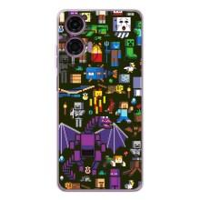 Чохол Майнкрафт на Motorola Moto E14 (AlphaPrint) Minecraft (Колаж Майнкрафт)