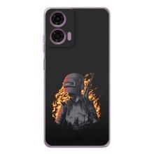 Силиконовый чехол с картинкой "Герой Pubg" на Motorola Moto E14 – В огне