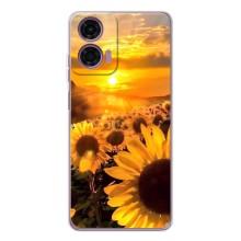 Чехол с Цветами для Motorola Moto E14 (поле подсолнухов)