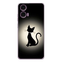 Чохол з принтом для Motorola Moto E14 (AlphaPrint) Модні коти (Силует котика)