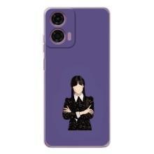 Чохли Венсдей на Motorola Moto E14 Уенсдей (AlphaPrint) (Венздей у чорному)