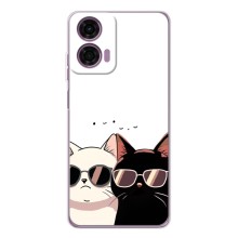 Чохол з малюнком кіт на Motorola Moto E14 (Коти в окулярах)