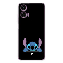 Чехол с принтом Стич на Motorola Moto E14 – Стич на черном