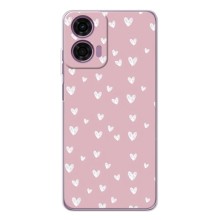Чохол з розовим принтом для Motorola Moto E14 (Сердечки на рожевому)