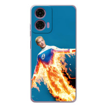 Чехол с принтом Фантастическая четверка для Motorola Moto E14 – Человек-Факел