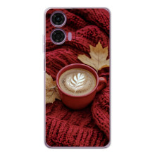 Чехол с уникальным дизайном «Осень с кофе» для Motorola Moto E14 – Кофе на пледе