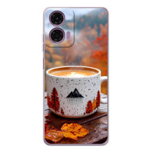 Чехол с уникальным дизайном «Осень с кофе» для Motorola Moto E14 – Кофе на природе