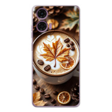 Чехол с уникальным дизайном «Осень с кофе» для Motorola Moto E14 – Пряный кофе