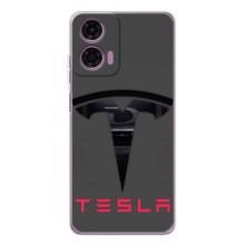 Силиконовый бампер с картинкой машины на Motorola Moto E14 – Logo TESLA