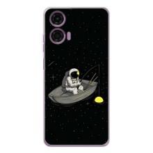 Силиконовый Чехол с принтом "Космонавты" на Motorola Moto E14 – Космонавт на рыбалке