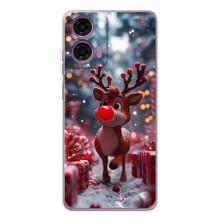 Яркий чехол для Motorola Moto E14 с Зимними Оленятами (Олень среди подарков)