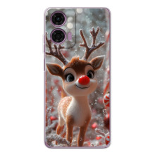 Яркий чехол для Motorola Moto E14 с Зимними Оленятами