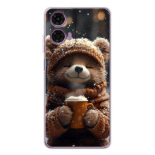Друкований чохол 'Звірята з кавою' для Motorola Moto E14 – Мішка з кавою