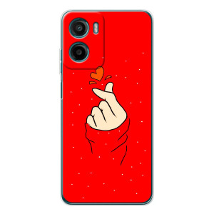 Чехлы (Знак сердечка) на Motorola Moto E15 – Сердце на красном