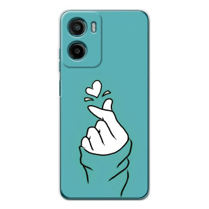 Чехлы (Знак сердечка) на Motorola Moto E15 – Сердечко на бирюзовом