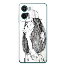 Чехол с печатью для Motorola Moto E15 - (Мода) (AlphaPrint) (Фото девочки)