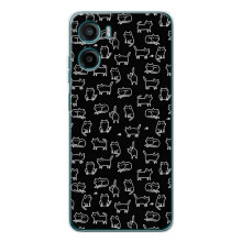 Чехол с принтом для Motorola Moto E15 (AlphaPrint) Модные коты (Меленькие котики)