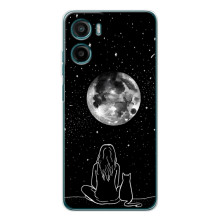 Чохол з малюнком кіт на Motorola Moto E15 – Дівчина з котом