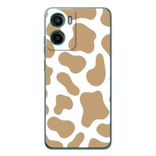 Чехол с принтом коровы на Мото Е15 (Бежевый принт)