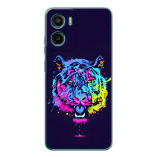 Силіконовий бампер з картинкою звірів для Motorola Moto E15 (Тигр-Арт)