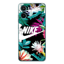 Силиконовый Чехол на Motorola Moto E15 с картинкой Nike (Цветочный Nike)