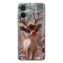 Яркий чехол для Motorola Moto E15 с Зимними Оленятами
