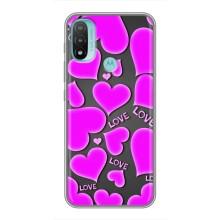 Чехлы для любимой на Моторола МОТО Е20 (VPrint) (Pink hearts)