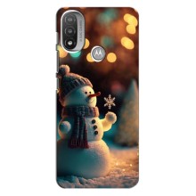 Чехлы на Новый Год Motorola MOTO E20 – Снеговик праздничный