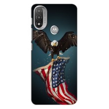 Чехол Флаг USA для Motorola Moto E20 (Орел и флаг)