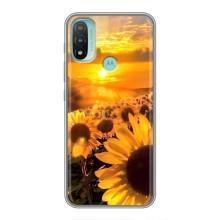 Чехол с Цветами для Motorola MOTO E20 (поле подсолнухов)