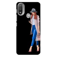Чехол с картинкой Модные Девчонки Motorola Moto E20 – Девушка со смартфоном