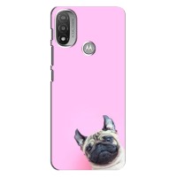 Бампер для Motorola Moto E20 с картинкой "Песики" (Собака на розовом)